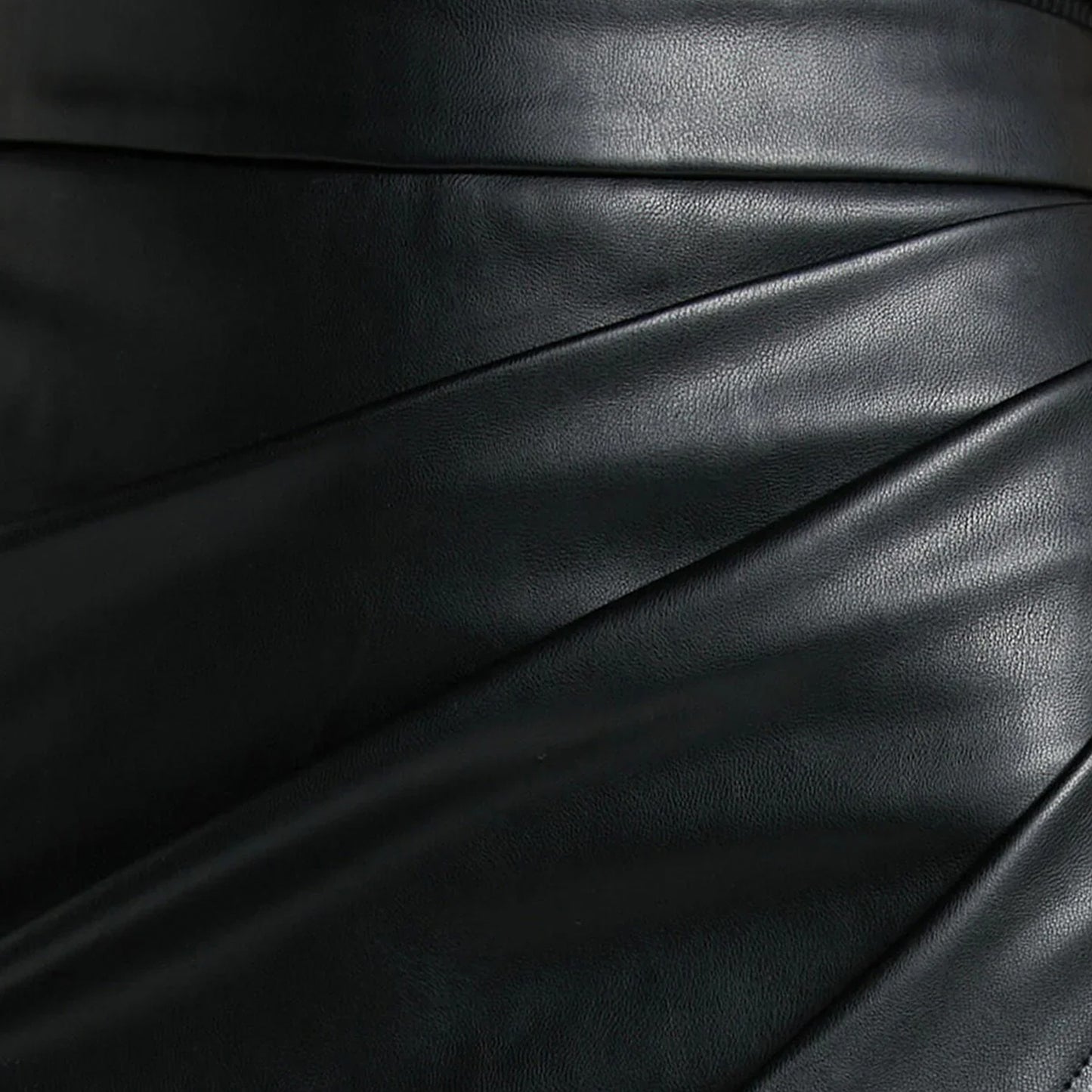 Pleated Split PU Leather Skirt