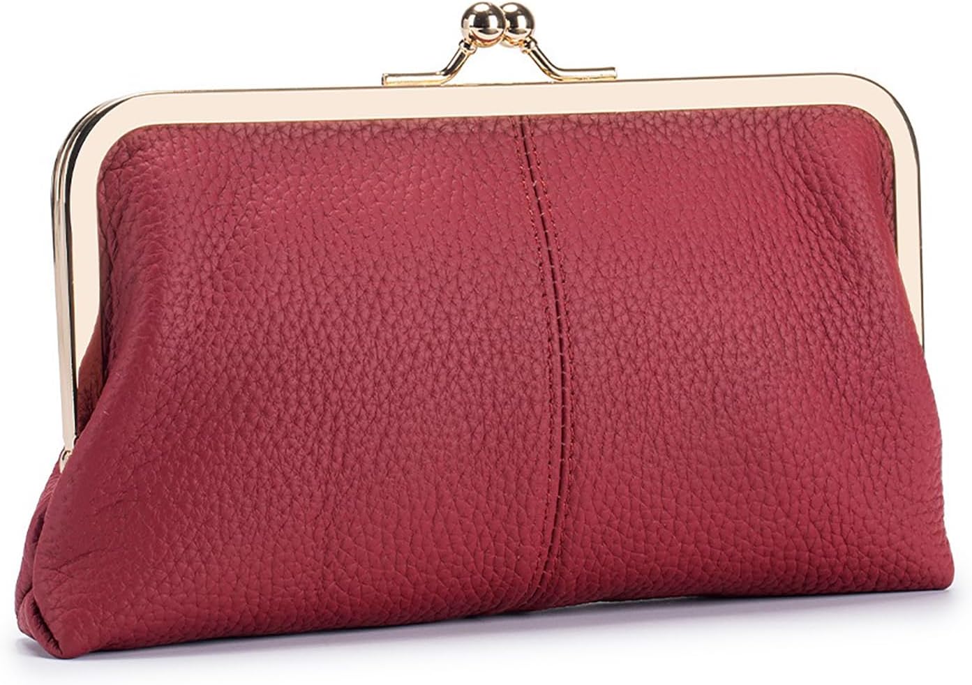 Vintage Kiss Lock Leather Wallet for Women