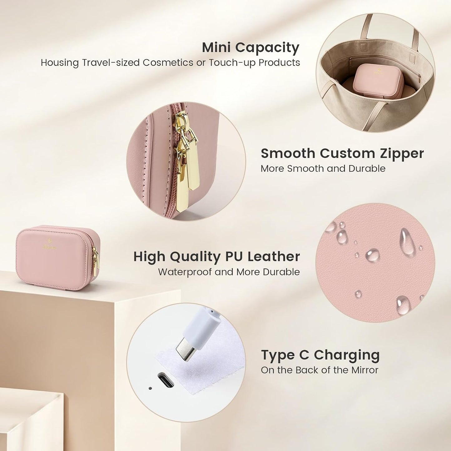 Mini Makeup Bag with LED Lighted Mirror