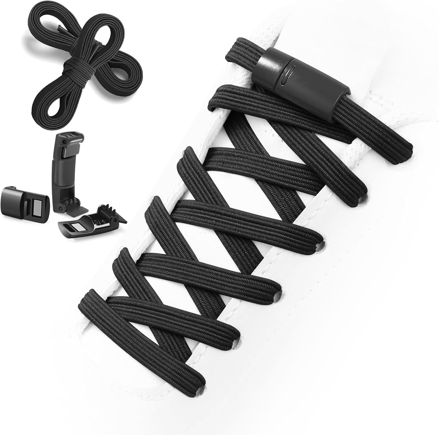 Elastic No-Tie Shoelaces with Lock – Easy On & Off for Kids & Adults