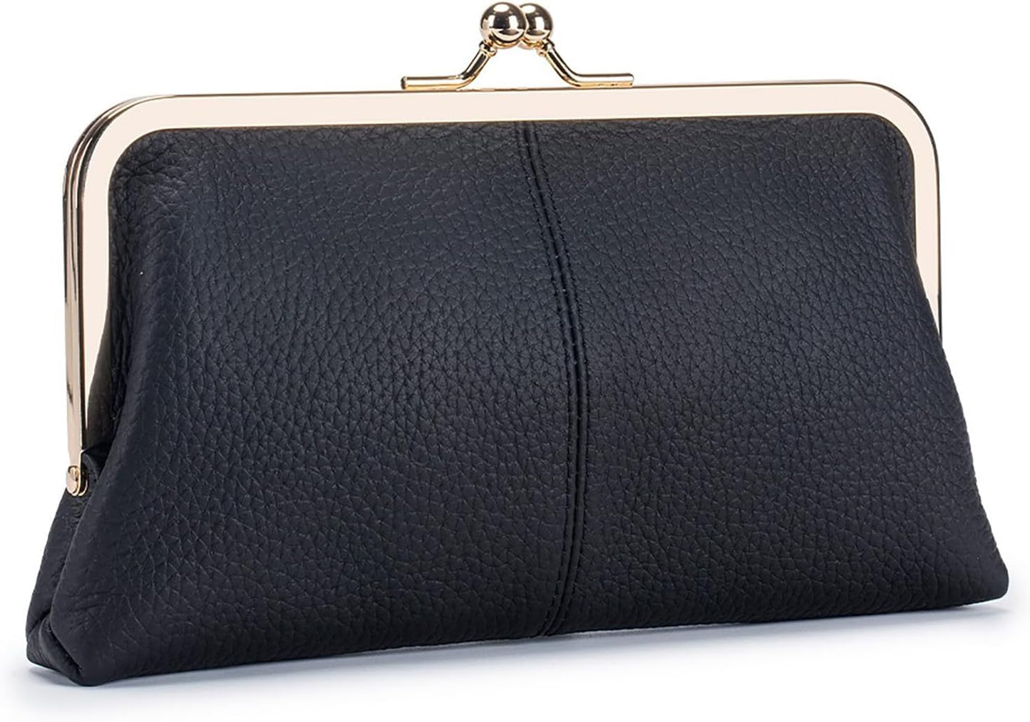 Vintage Kiss Lock Leather Wallet for Women