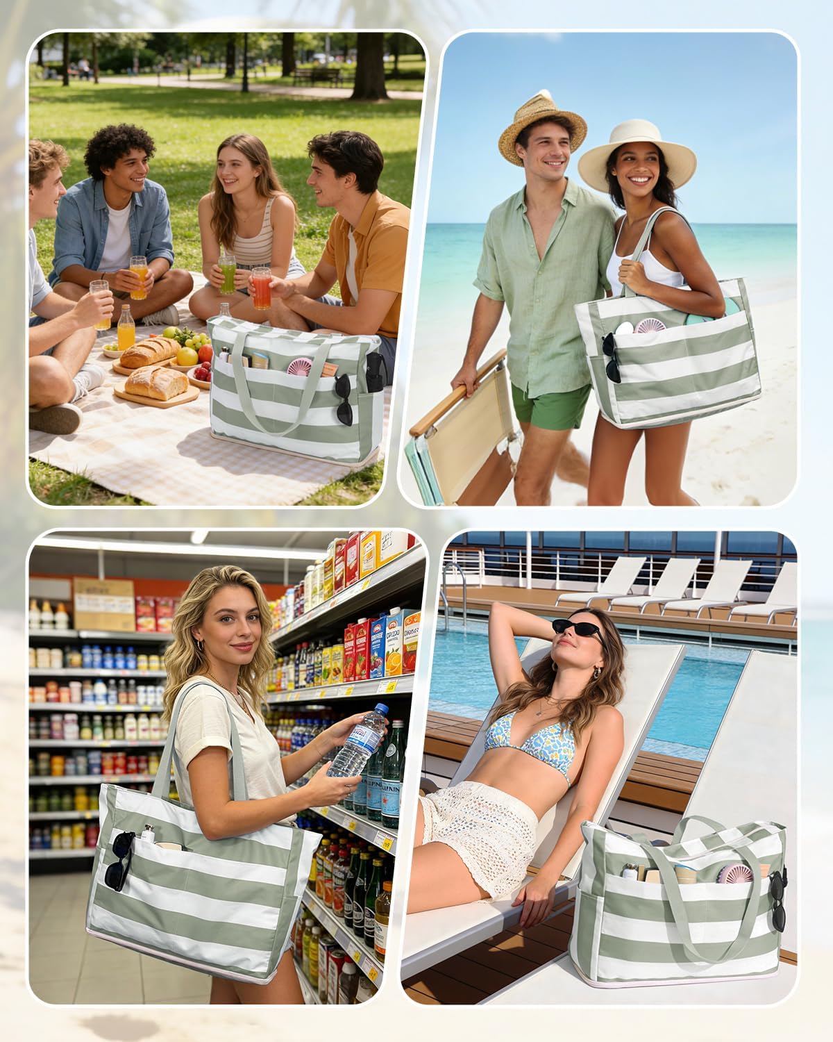 Large Waterproof Sand proof Beach Tote Bag