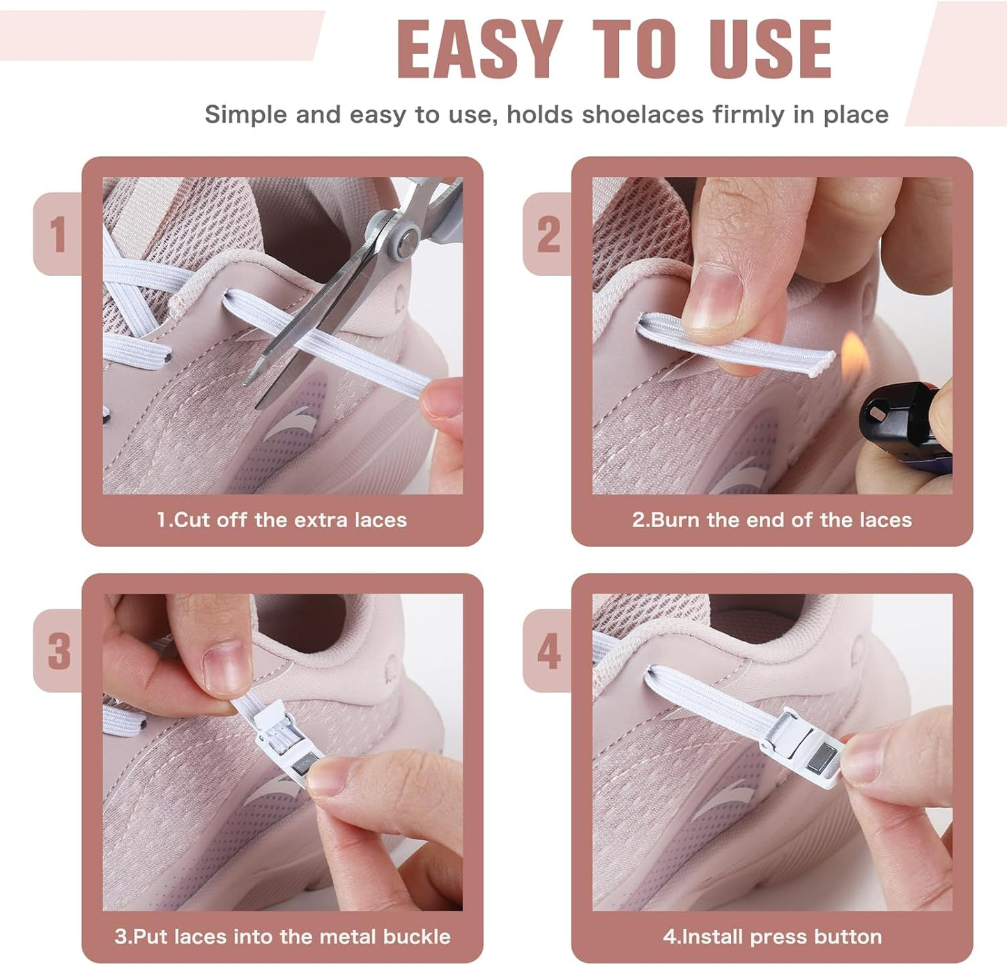 Elastic No-Tie Shoelaces with Lock – Easy On & Off for Kids & Adults