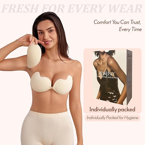 Seamless Invisible Reusable Backless Strapless Adhesive Bra 2 pack set
