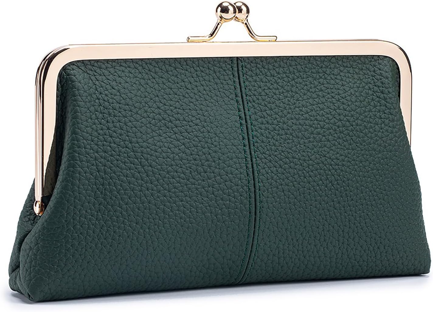 Vintage Kiss Lock Leather Wallet for Women
