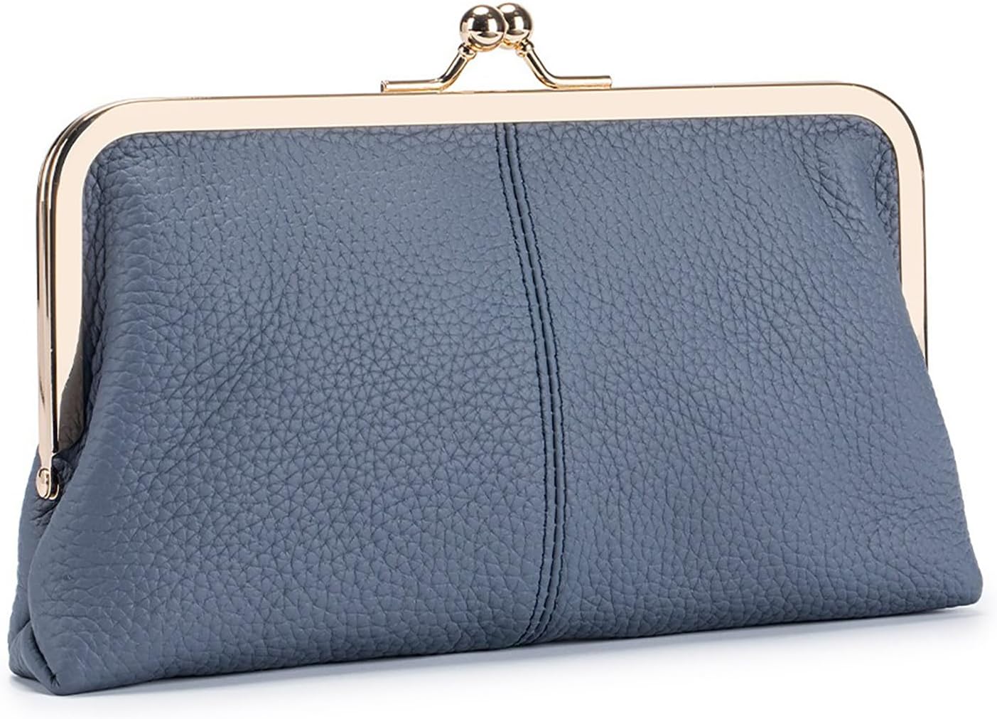 Vintage Kiss Lock Leather Wallet for Women