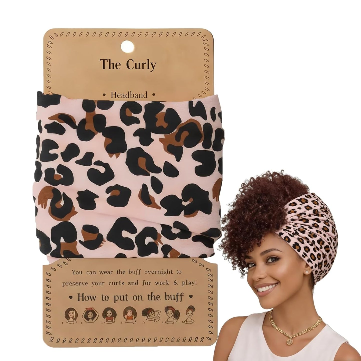 Curly Hair Pineapple Headband – Extra Wide Stretch Sleep Wrap (Flower)