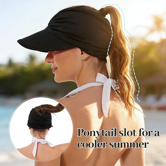 Summer Sun Visor Ponytail Hat 2 Pack