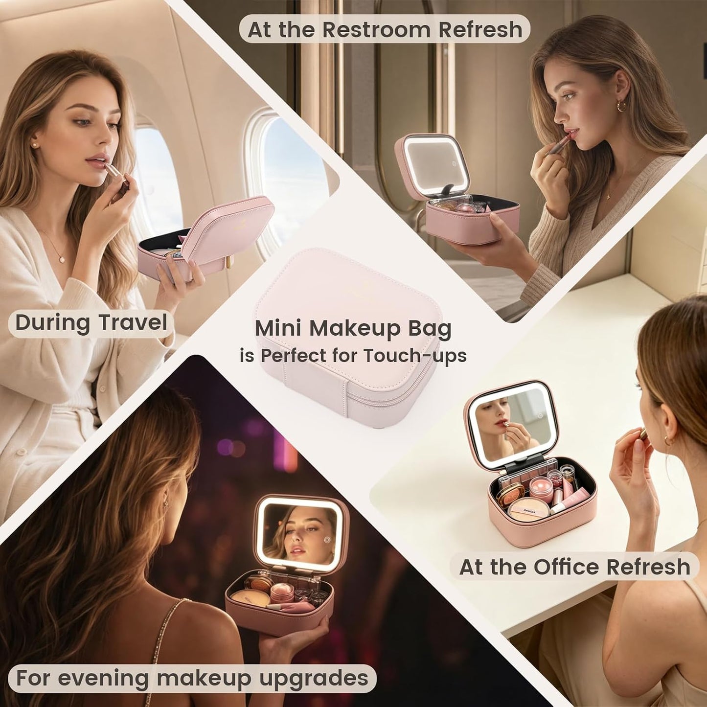 Mini Makeup Bag with LED Lighted Mirror