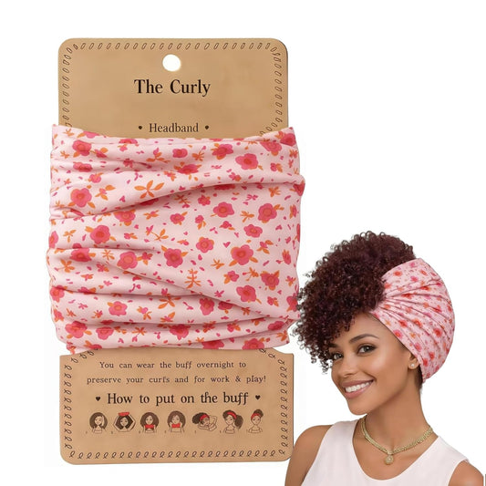 Curly Hair Pineapple Headband – Extra Wide Stretch Sleep Wrap (Flower)
