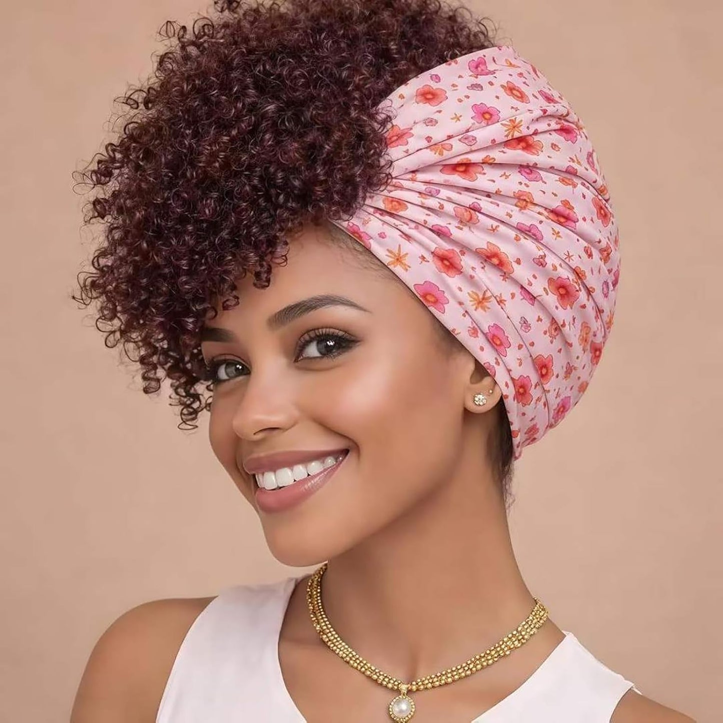 Curly Hair Pineapple Headband – Extra Wide Stretch Sleep Wrap (Flower)