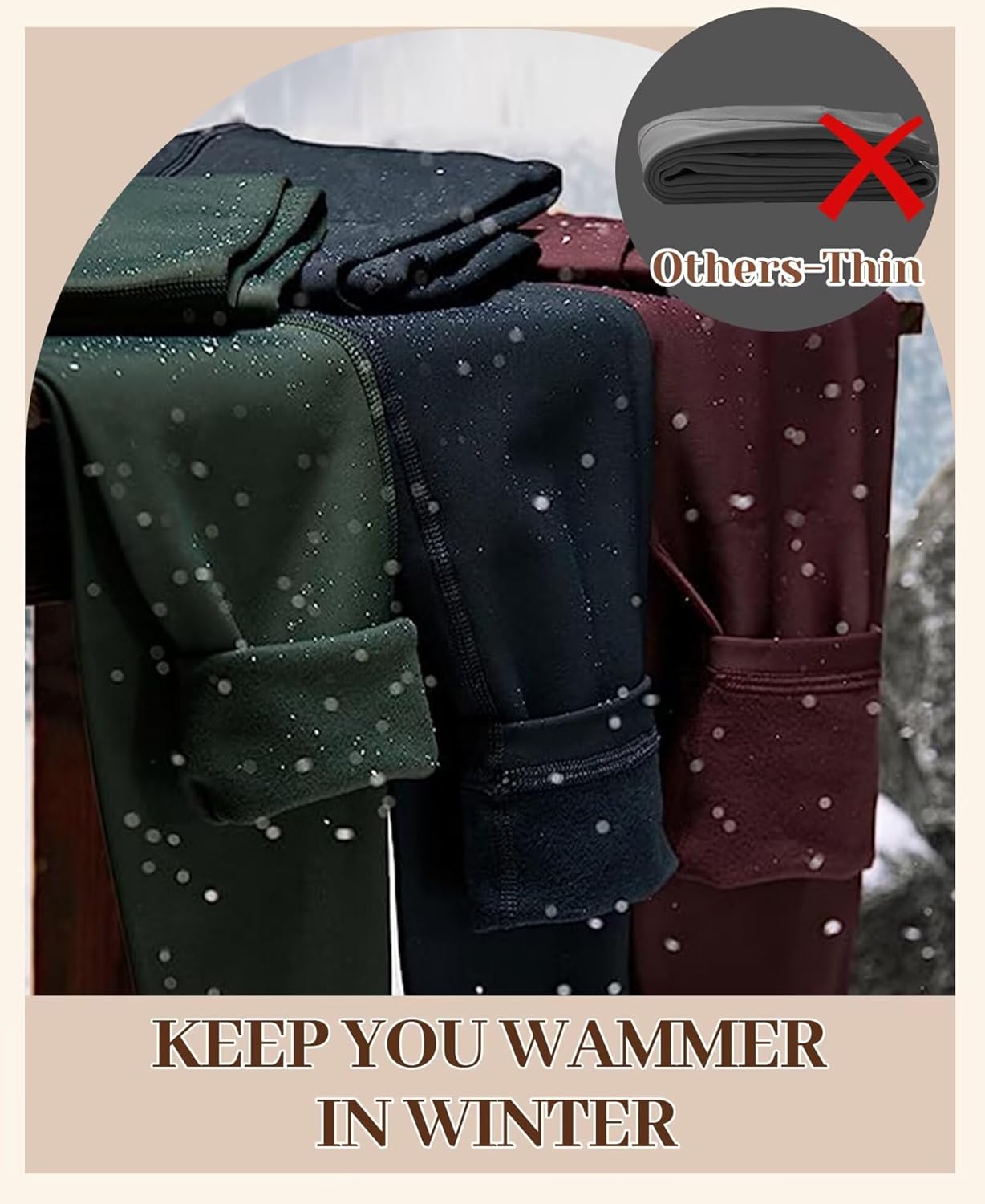 Fleece Lined Leggings for Women with Pockets