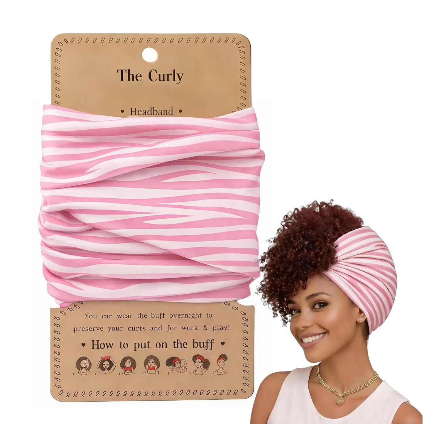 Curly Hair Pineapple Headband – Extra Wide Stretch Sleep Wrap (Flower)