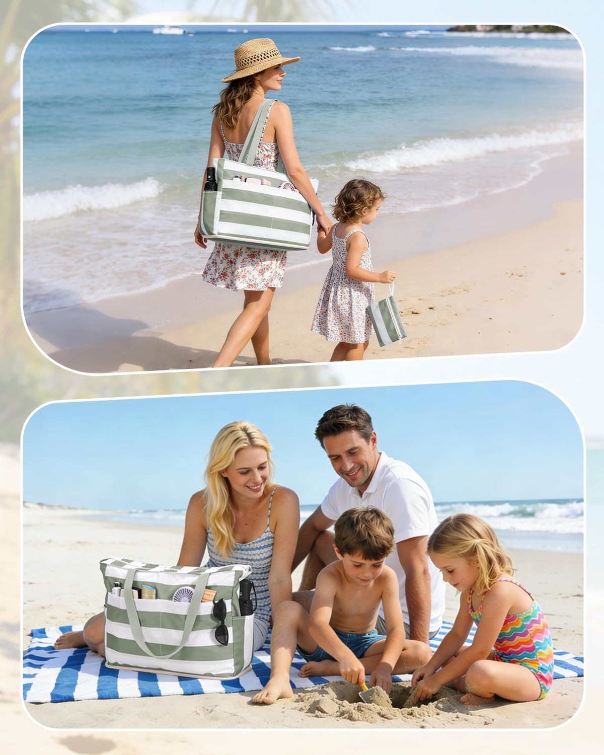 Large Waterproof Sand proof Beach Tote Bag