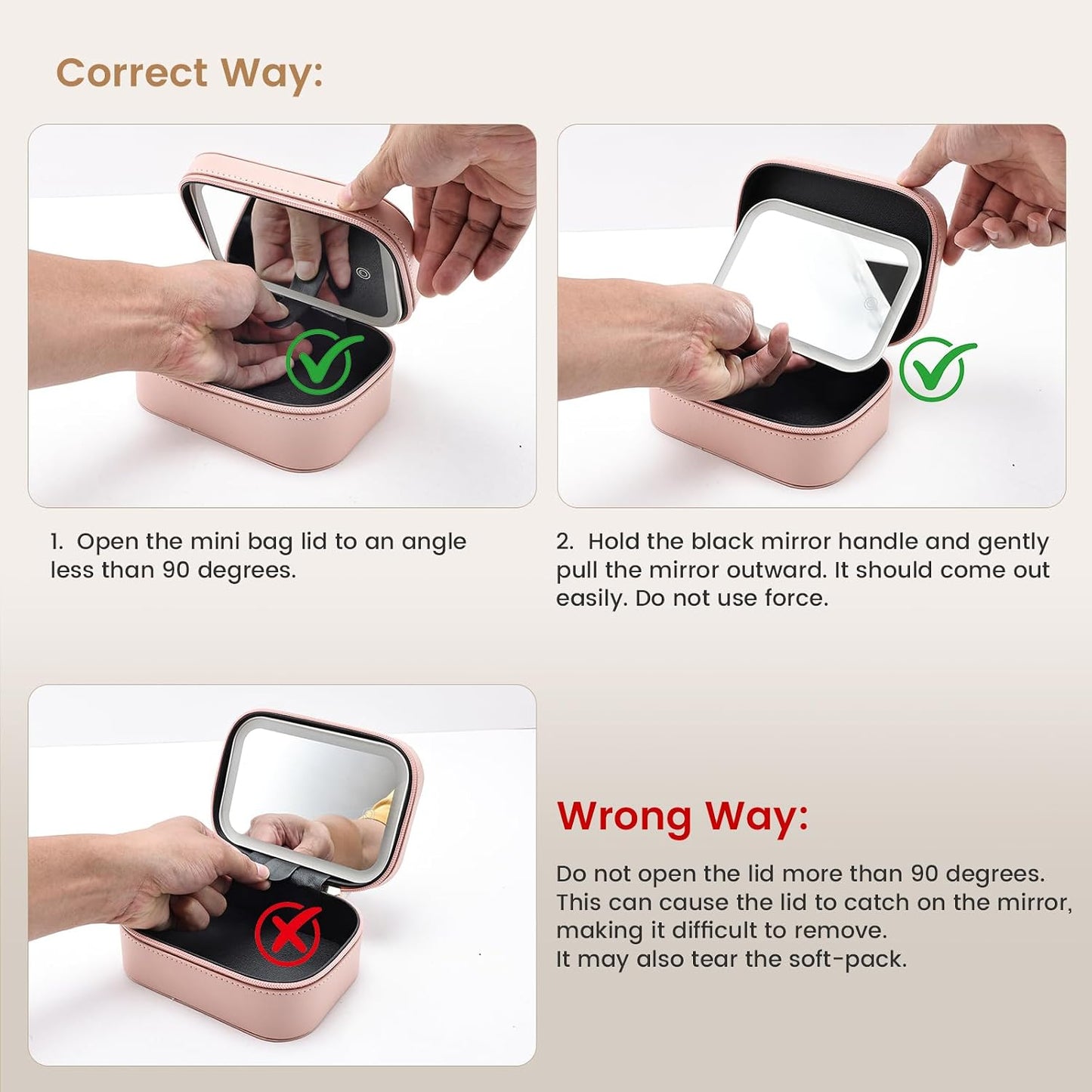 Mini Makeup Bag with LED Lighted Mirror