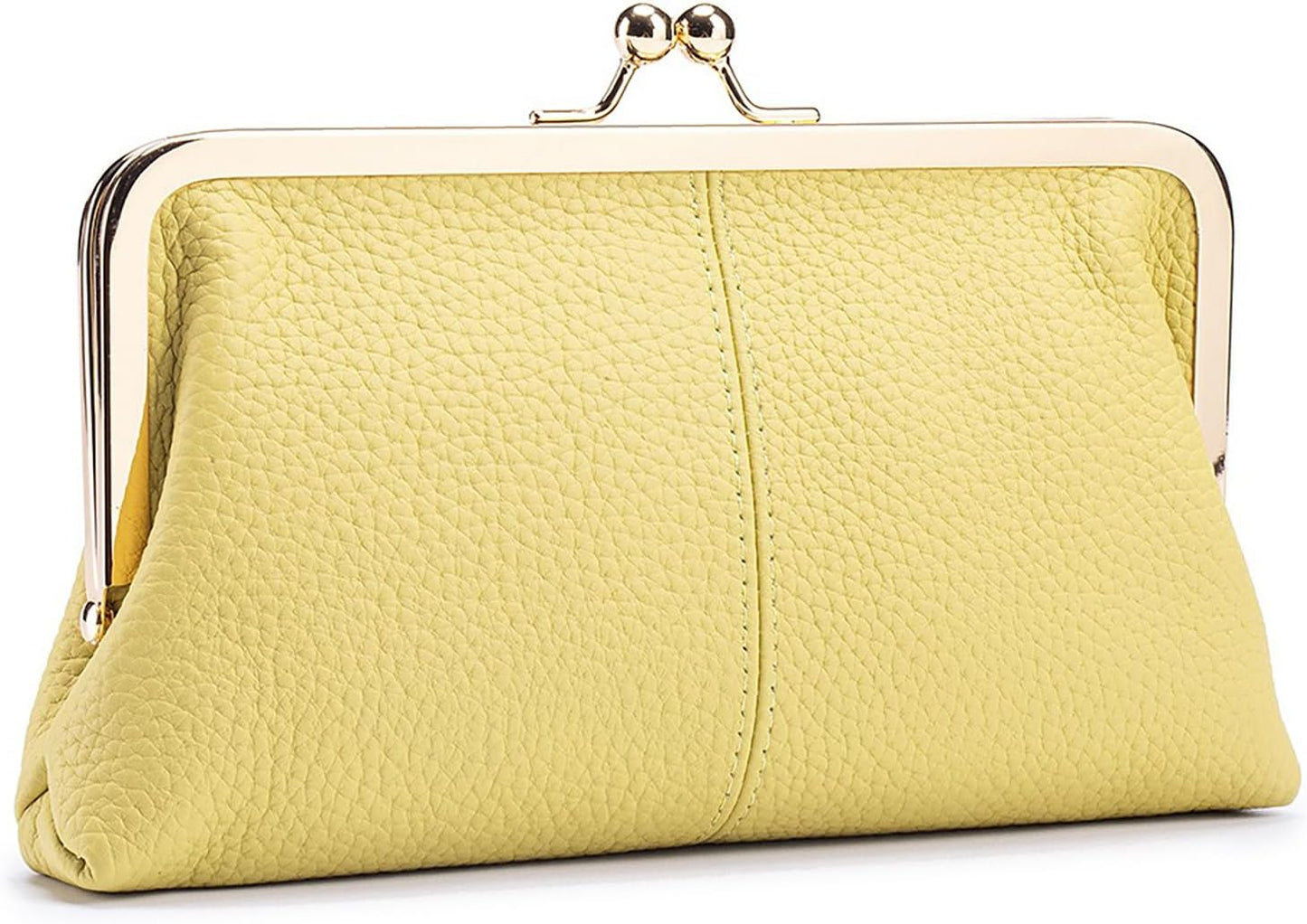 Vintage Kiss Lock Leather Wallet for Women