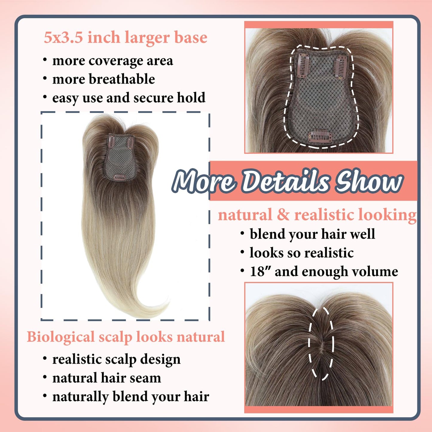18" Women’s Hair Topper for Thinning Hair
