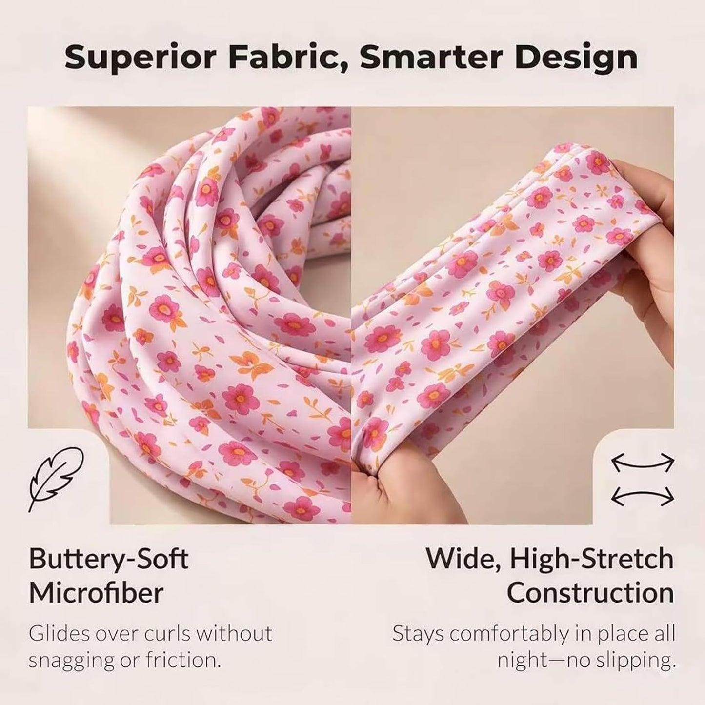 Curly Hair Pineapple Headband – Extra Wide Stretch Sleep Wrap (Flower)