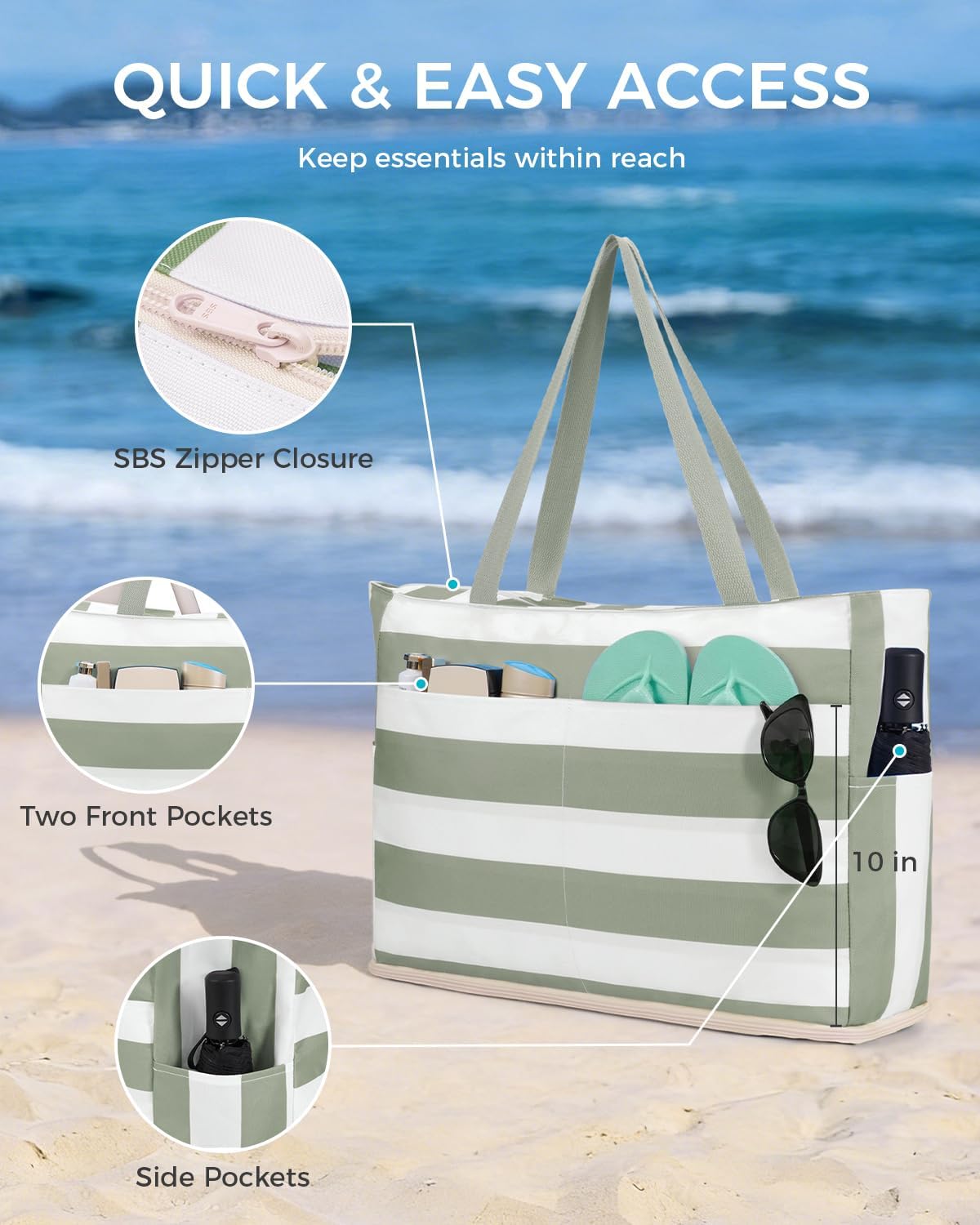 Large Waterproof Sand proof Beach Tote Bag
