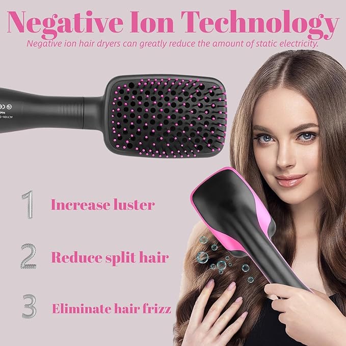 2-in-1 Multi-Functional Hot Air Brush, Wet Dry Hair Dryer Comb