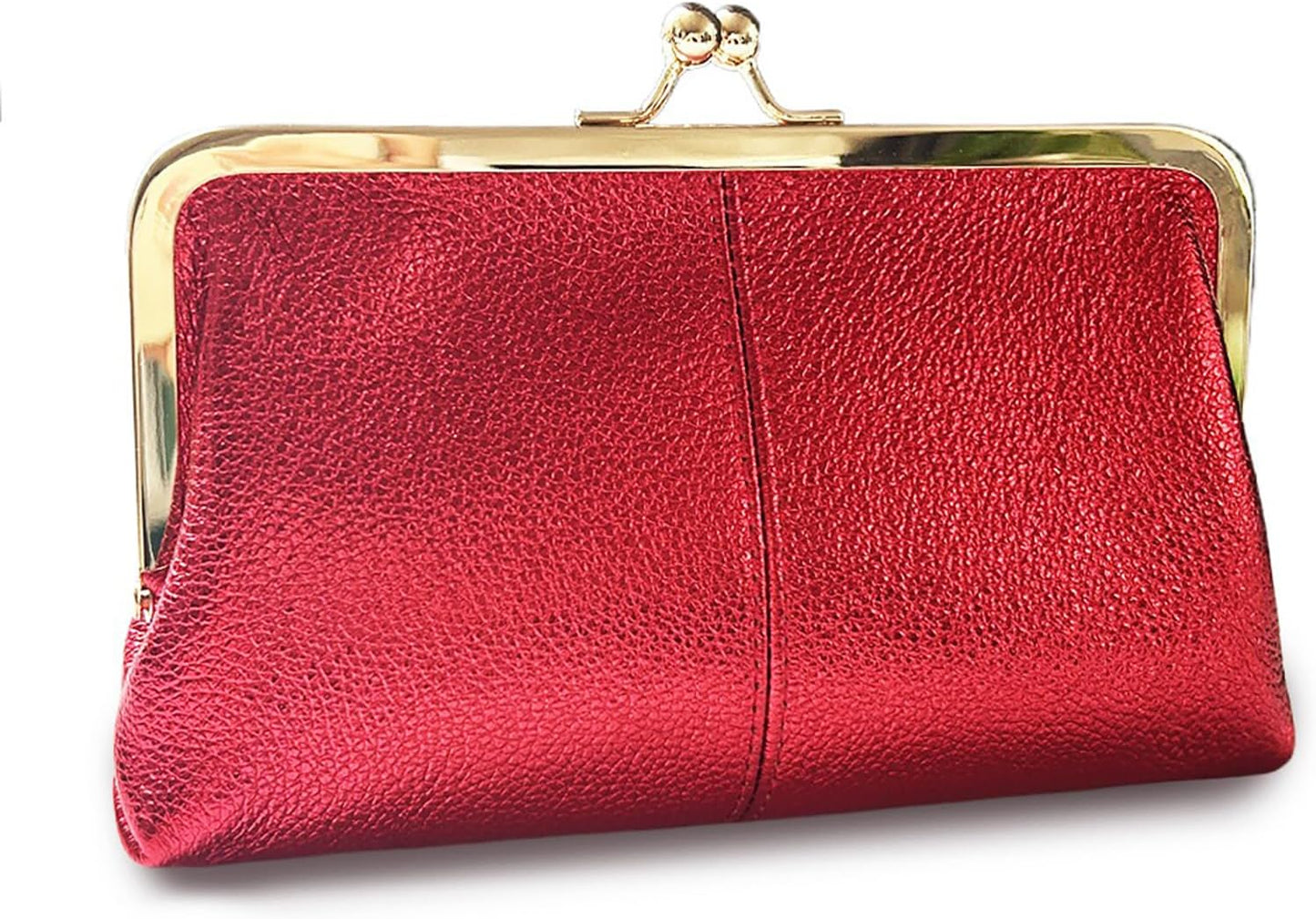 Vintage Kiss Lock Leather Wallet for Women