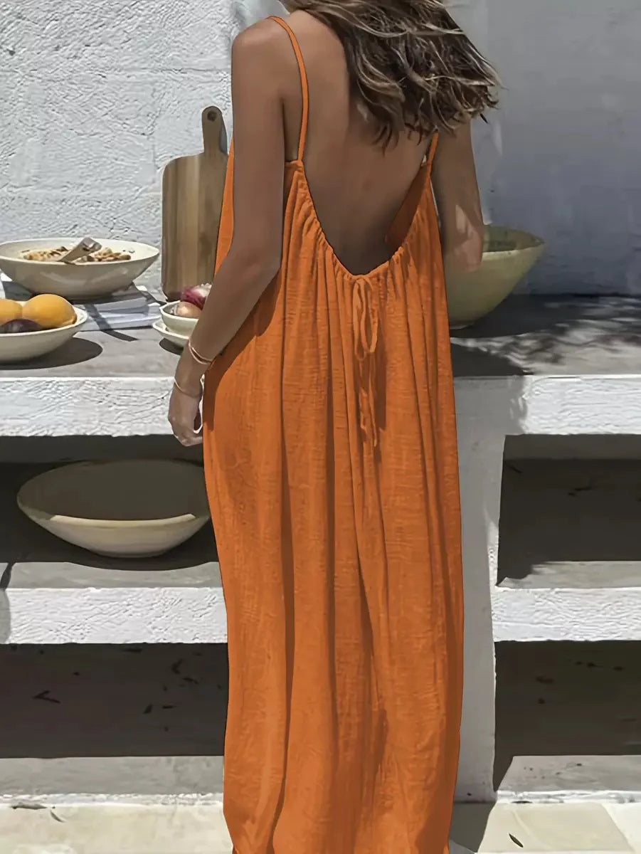 ☀️Women's Solid Color Backless Cami Dress