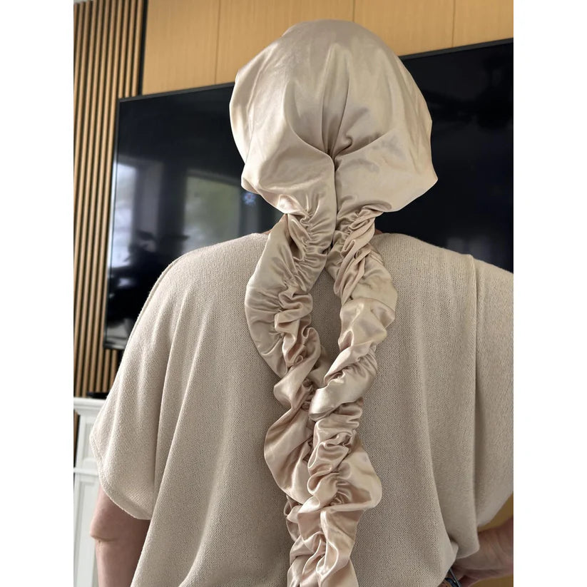 Satin Curling Sleep Bonnet with Long Hair Ribbons 2 Pack