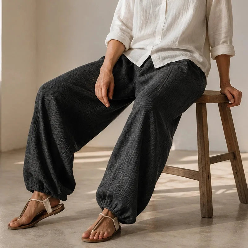Women’s Gray High-Waist Wide-Leg Pants