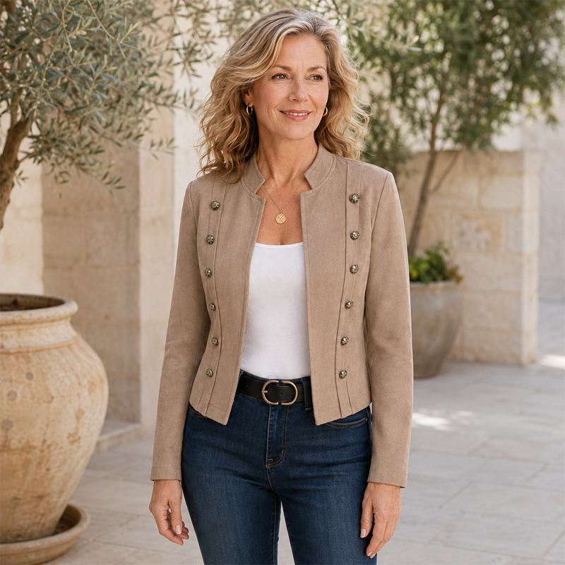 Women’s Double-Breasted Military-Inspired Casual Jacket