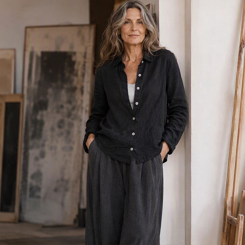 Women’s Gray Collared Long-Sleeve Shirt Jacket
