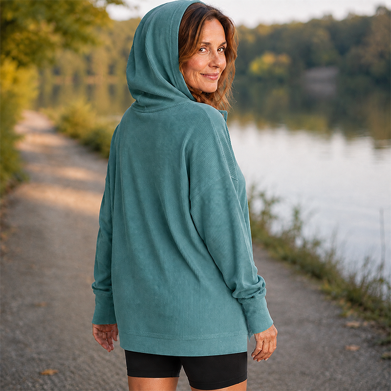 Women’s Flocked Long-Sleeve Hooded Sweatshirt