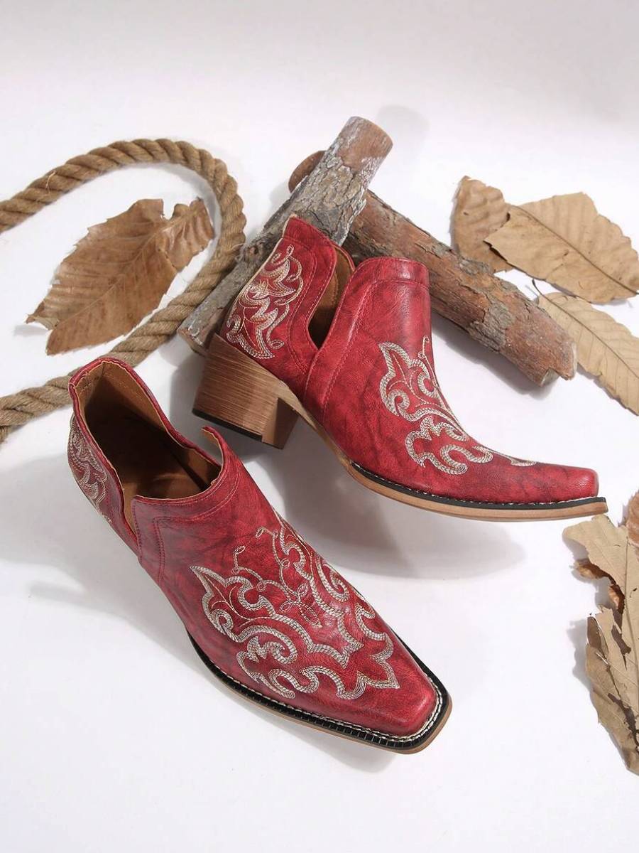 Women's Embroidered Western Ankle Boots