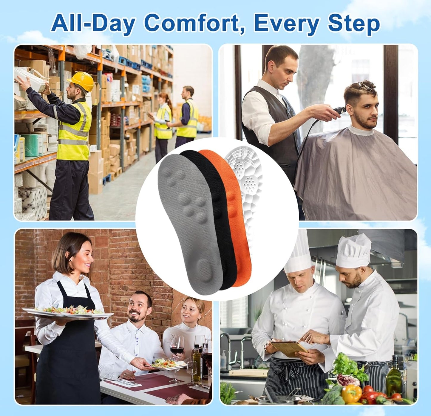 4D Cloud Insoles for Men Women-3 Pairs