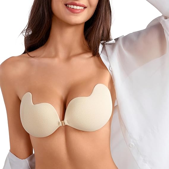 Seamless Invisible Reusable Backless Strapless Adhesive Bra 2 pack set
