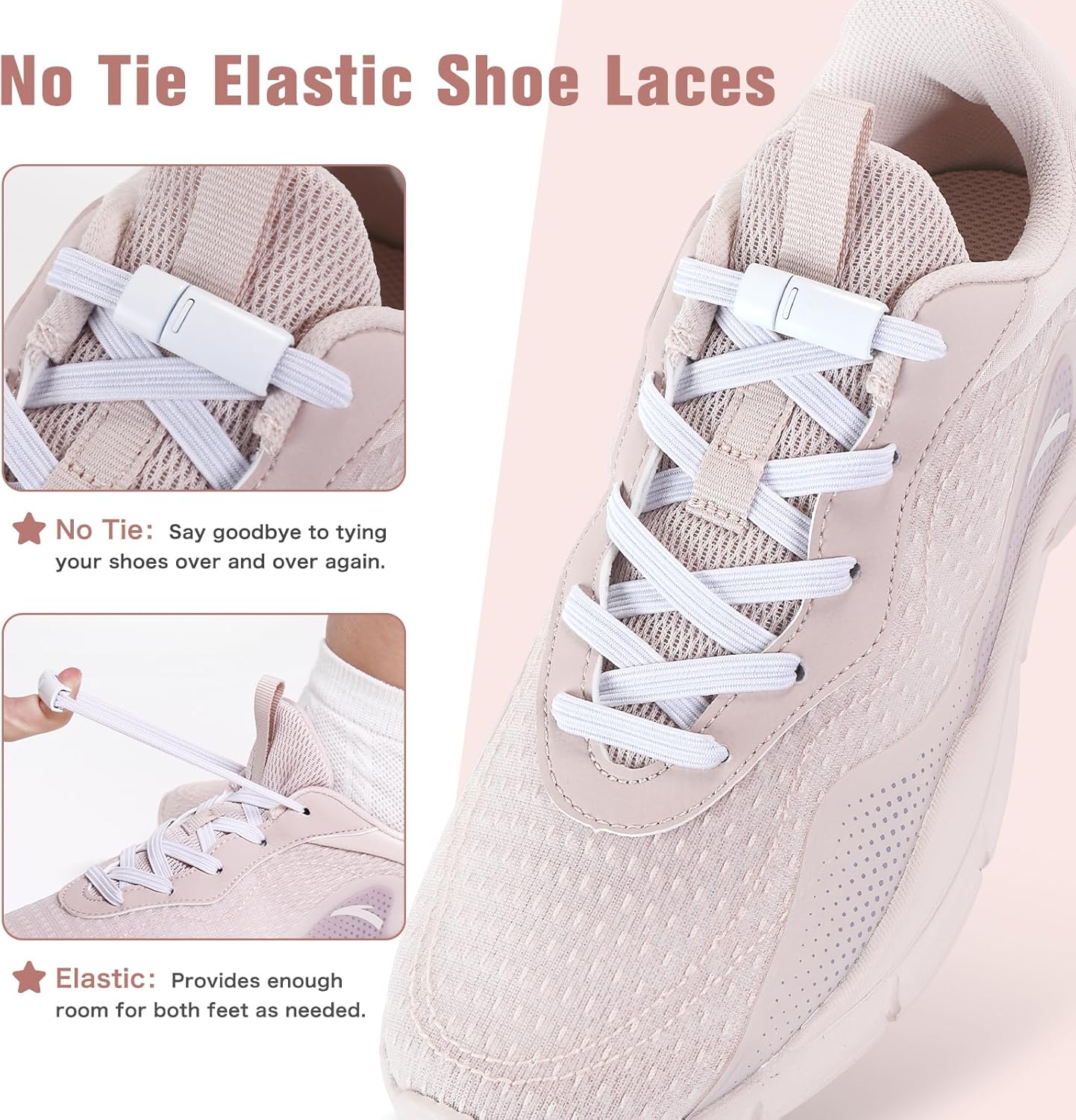 Elastic No-Tie Shoelaces with Lock – Easy On & Off for Kids & Adults