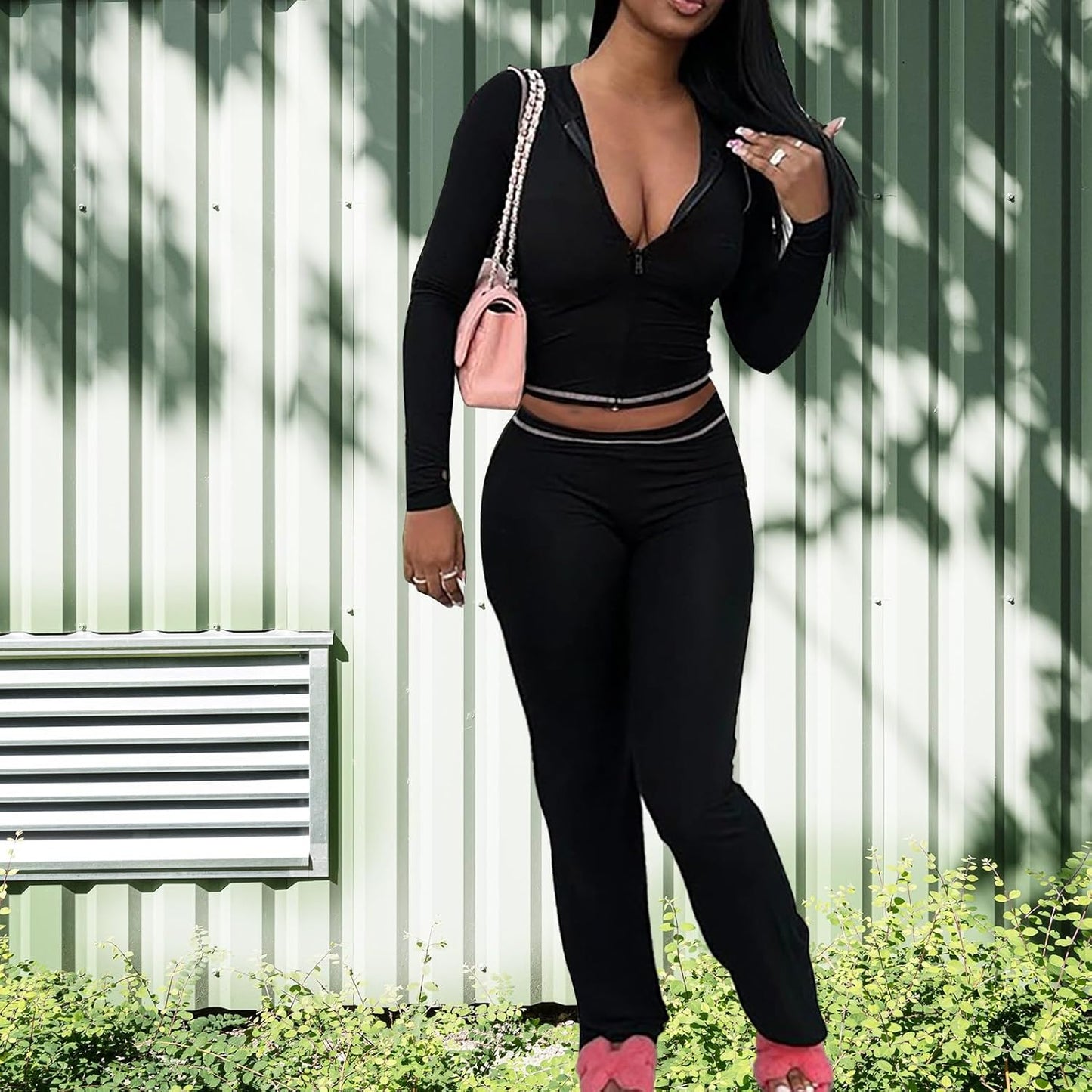 Women’s 2-Piece Leopard Print Set – Zip Hoodie & Flare Pants