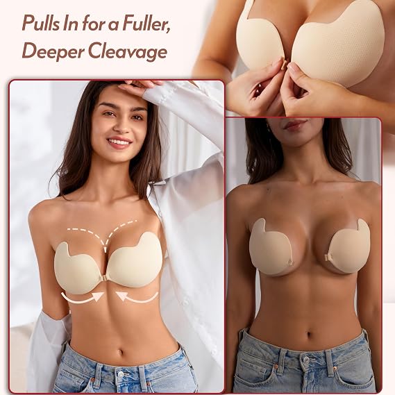 Seamless Invisible Reusable Backless Strapless Adhesive Bra 2 pack set