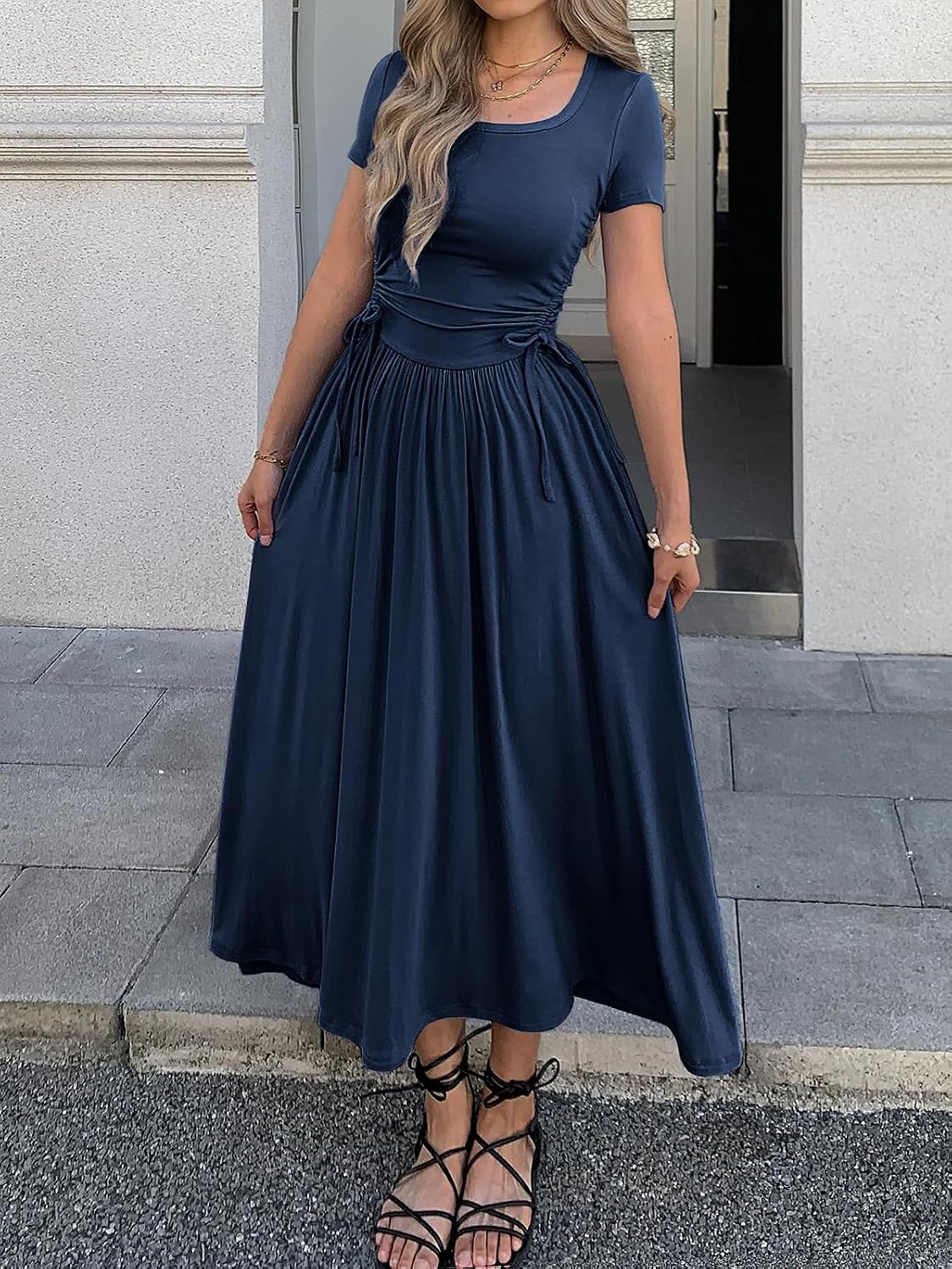 Women's Short Sleeve Maxi Dress Bodycon Long