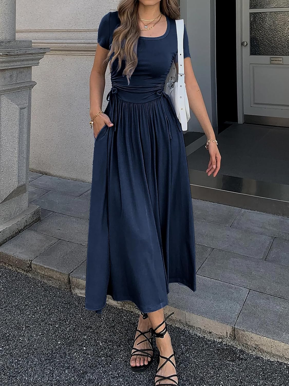 Women's Short Sleeve Maxi Dress Bodycon Long