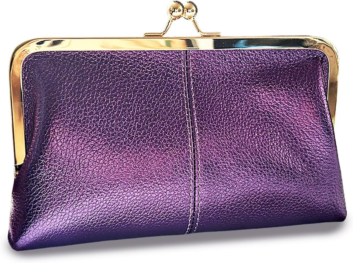 Vintage Kiss Lock Leather Wallet for Women
