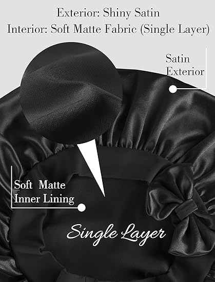 Satin Curling Sleep Bonnet with Long Hair Ribbons 2 Pack
