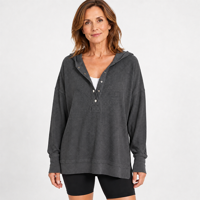 Women’s Flocked Long-Sleeve Hooded Sweatshirt