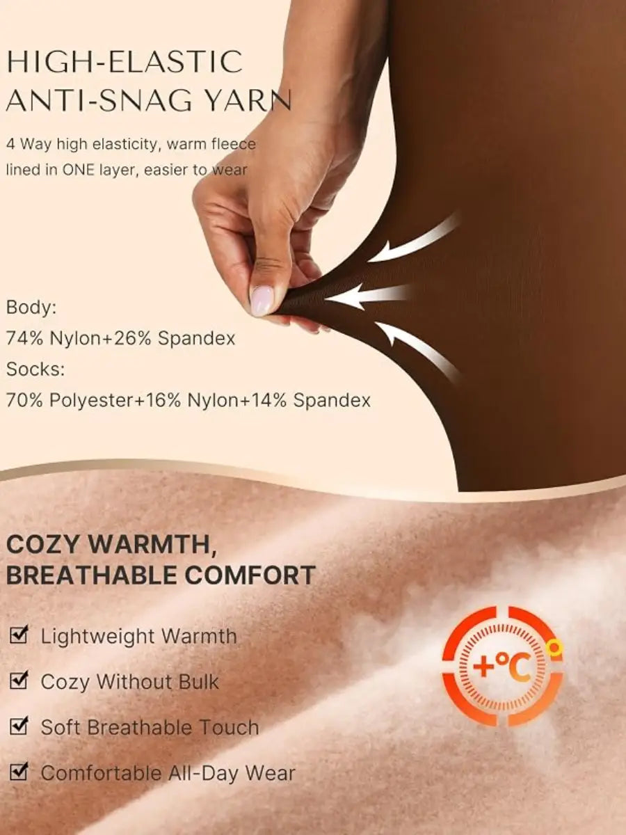 Fleece-Lined Faux-Sheer Full-Body Shapewear for Winter Layering