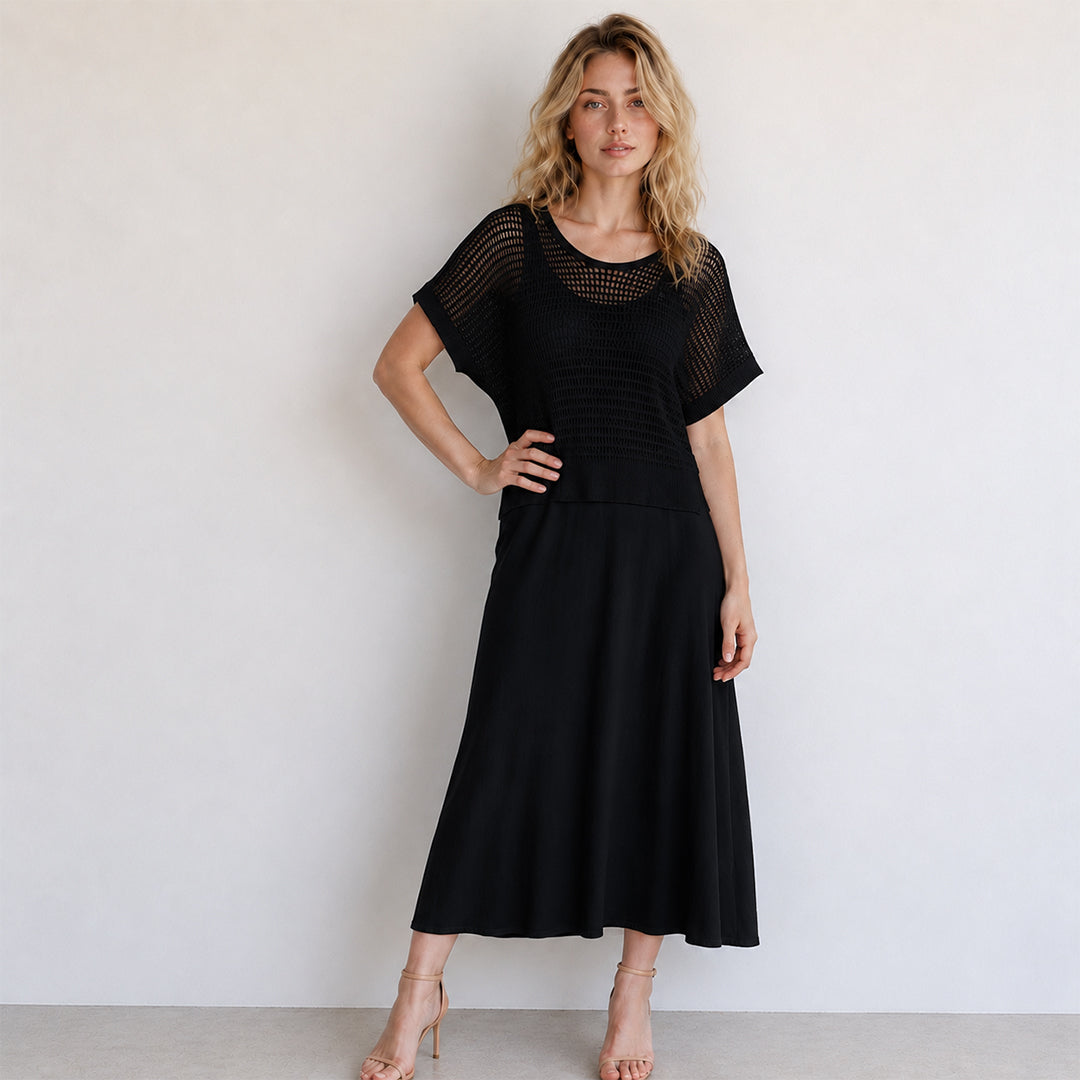 Knitted Long Dress Two-piece Set