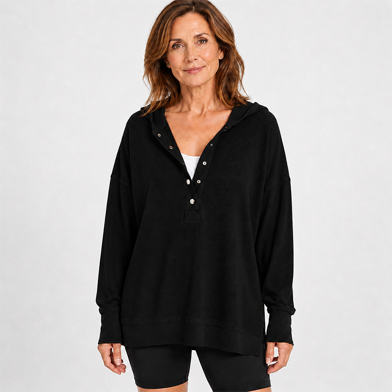 Women’s Flocked Long-Sleeve Hooded Sweatshirt