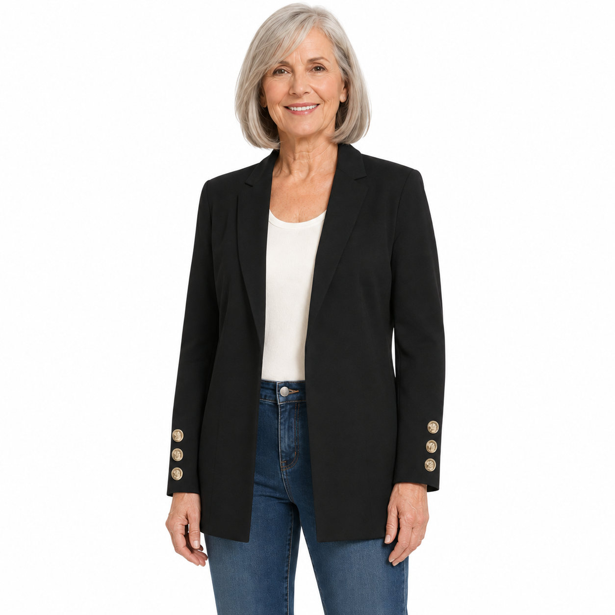 Women's Single-Button Ruched Sleeve Blazer