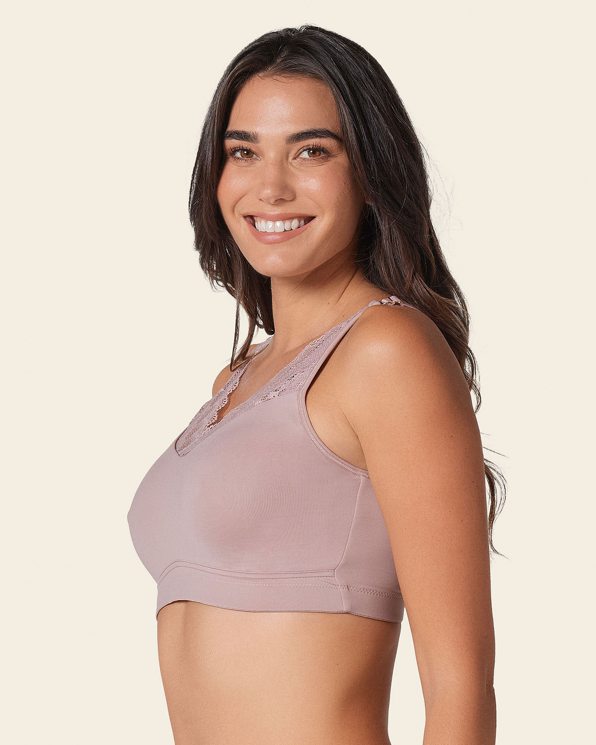 Mastectomy Pocketed Lace Trim Wireless Bra