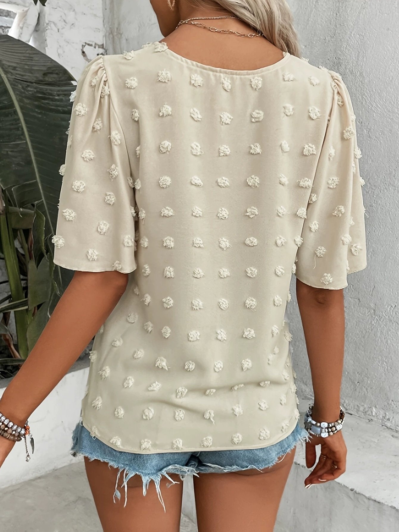 🔥 Elegant Swiss Dot Lace Butterfly Sleeve Shirt