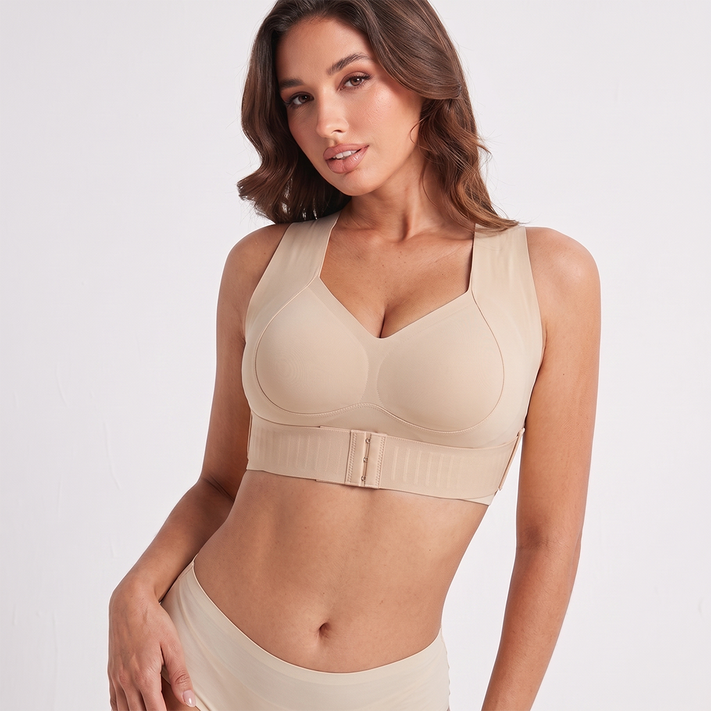 Front-Closure Cross-Back Wireless Support Bra