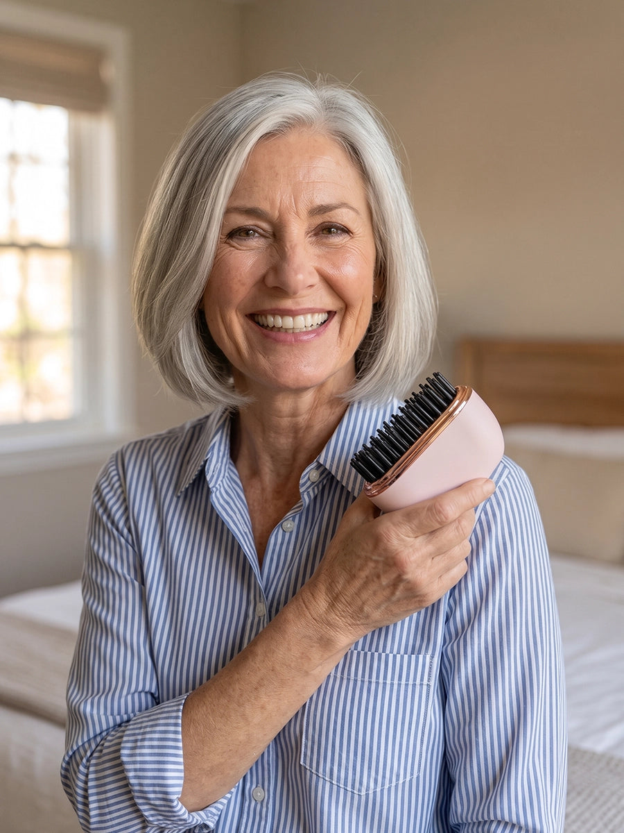 Mini Cordless Heated Straightening Brush for Hair Touch-Ups